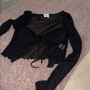 Princess Polly Black Sheer Crop Top